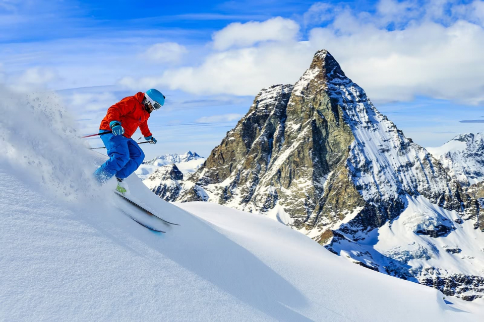 Skiing in the Swiss Alps